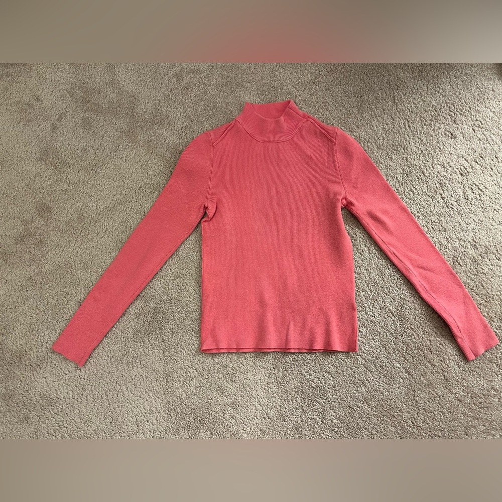 Urban Outfitters Coral Pink Ribbed Mock Neck Sweater